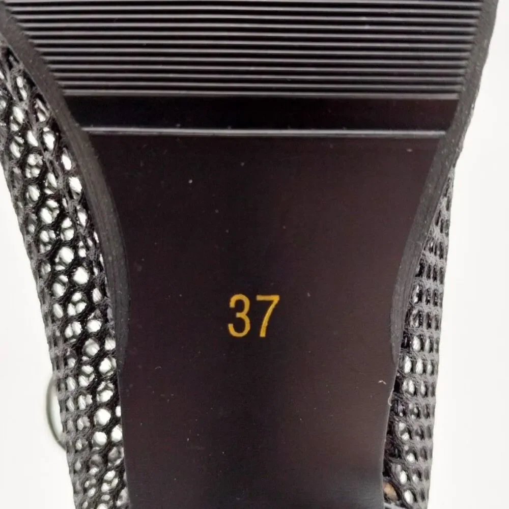 Dance and Sway Women's Size 6.5 Black Lace Up Mesh Stiletto Dance Ankle Booties